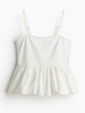 White Ruffled Peplum Tank Top